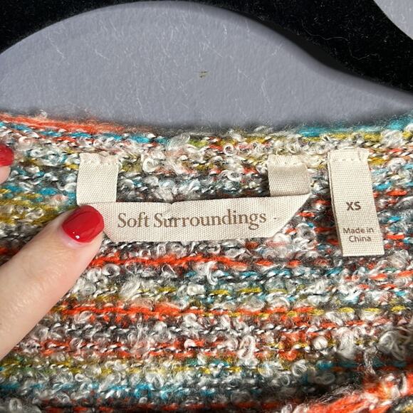 Soft Surroundings Orange and Yellow Striped Long Sleeve Sweater Size XS - Picture 5 of 9